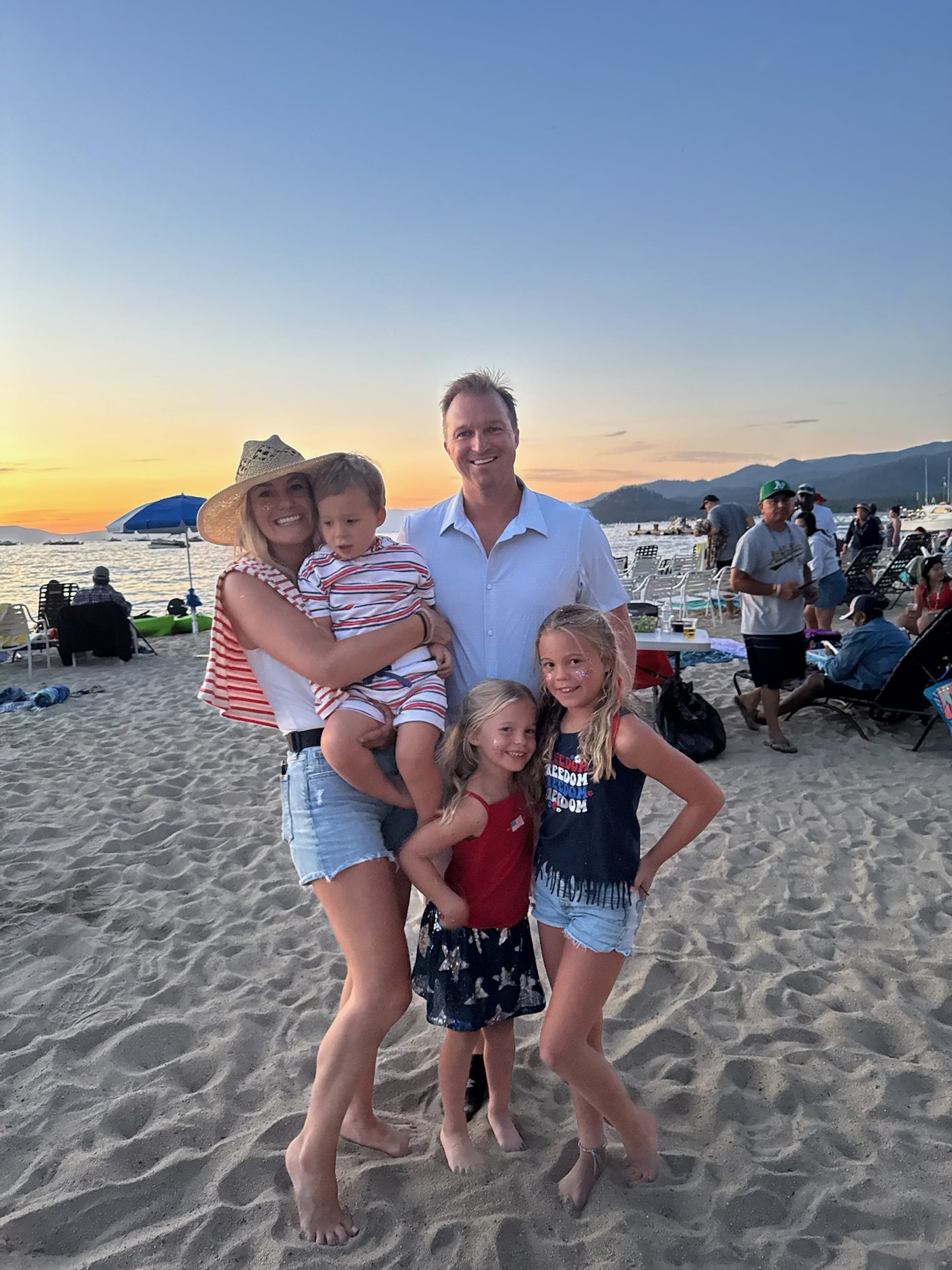 The Overton family celebrating the Fourth of July at Lake Tahoe