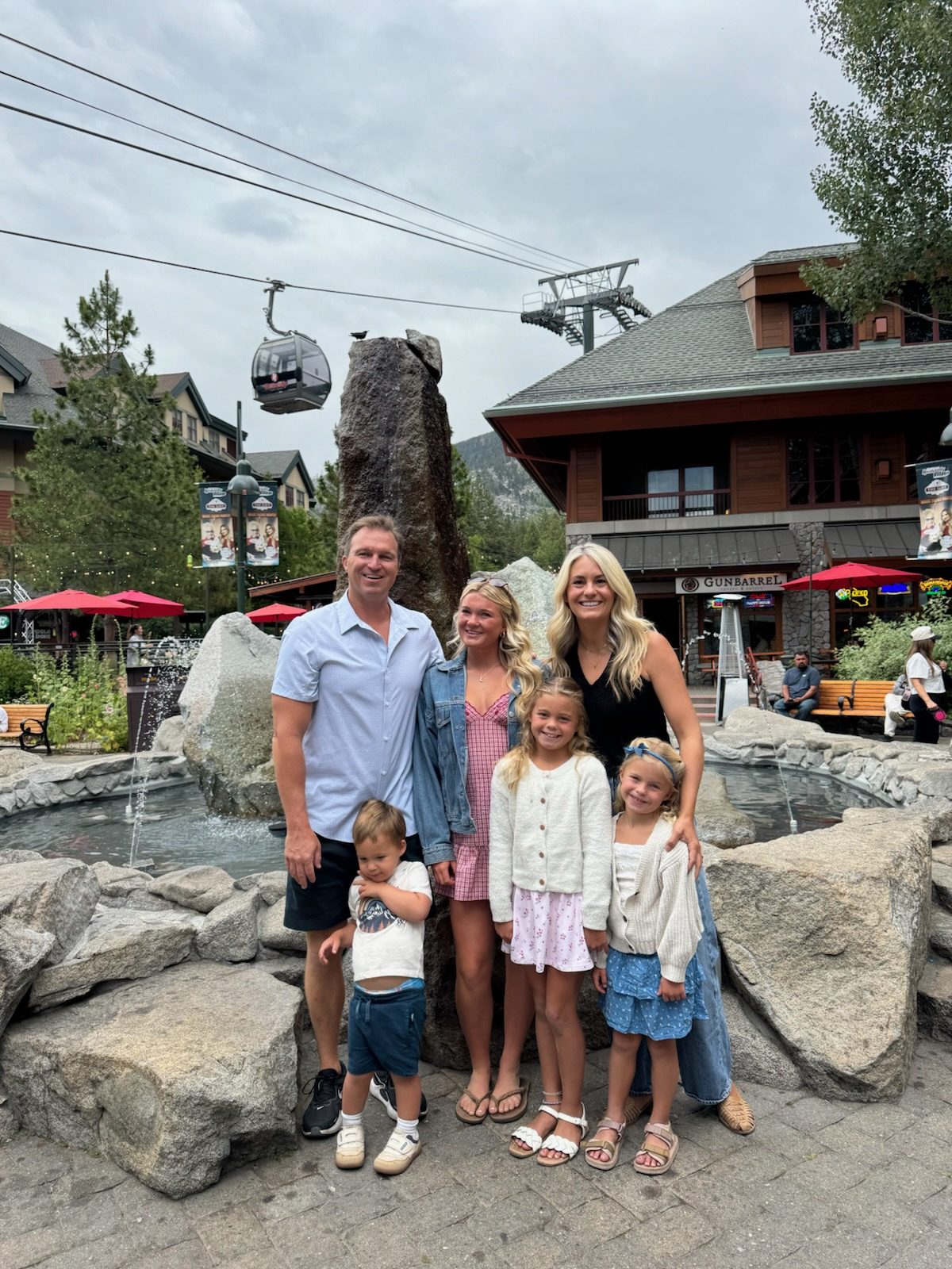 Caleb Overton and family at Heavenly Village in Lake Tahoe